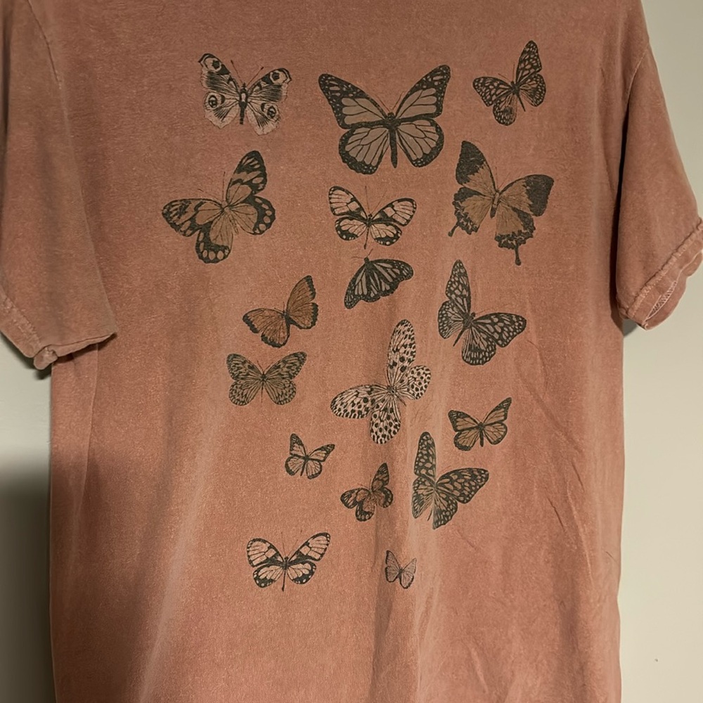 Tilly’s full tilt, pink T-shirt with butterfly’s, size small
